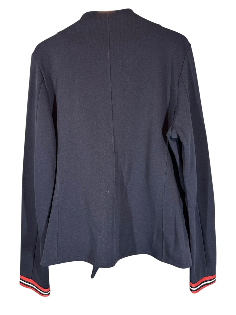 SAINT & SOFIA Women's 14 Navy Asymmetrical Zip Fleece Sweatshirt Mock Neck - Picture 7 of 11